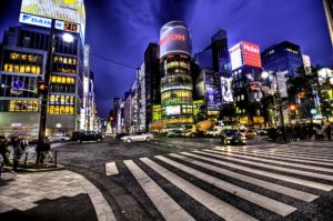 "Ginza at Night in a High Dynamic Range (HDR) image"
